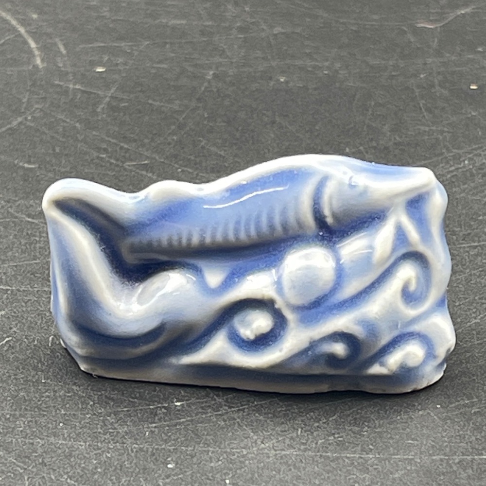 Wade England Red Rose Tea Whimsies Salmon Fish Blue White Ceramic Figurine